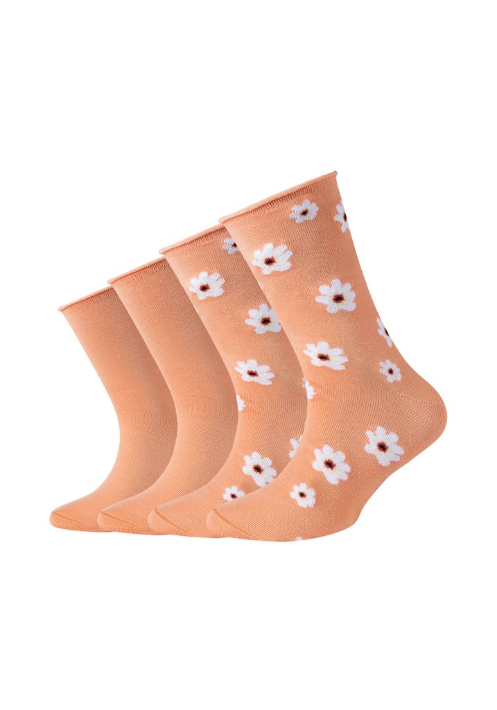 s.Oliver Kinder Socken 4er-Pack Silky Touch Flower mit modischem Blumenmuster peach nectar 31-34