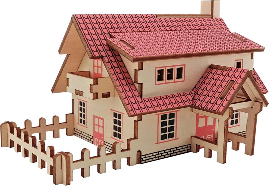 Holz 3D-Puzzle Ranch, 3 oder 5 mm stark, leimfrei, wieder zusammenbaubar, ausmalbar, für Kinder ab 3 Jahren
