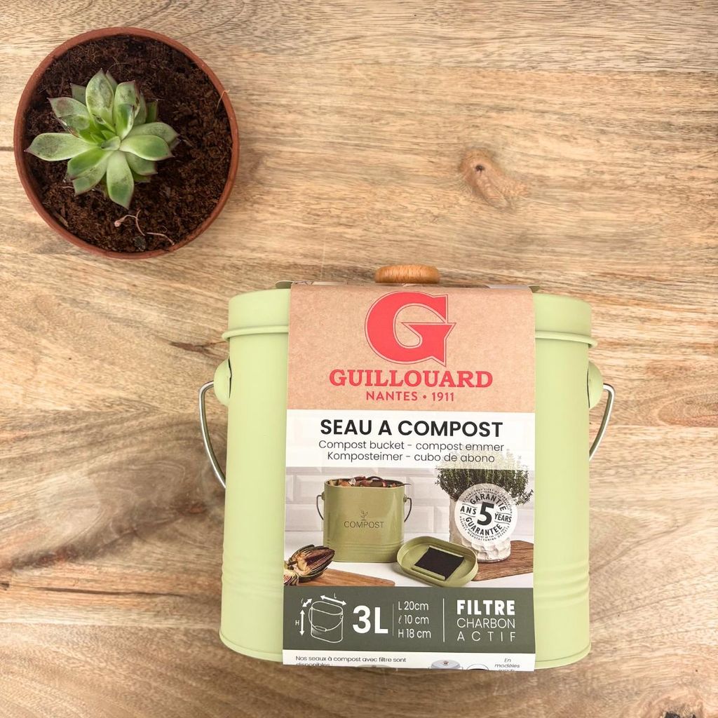 Seau à compost ovale 3l vert - Guillouard - 040621 - Image du produit 