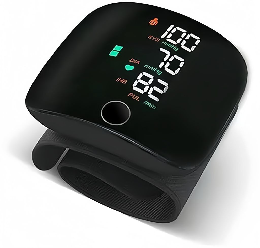 Handgelenk Präzision Automatisches Blutdruckmessgerät,Tragbares,LCD, automatischer Herzfrequenzmesser mit Manschette, wiederaufladbar,Schwarz