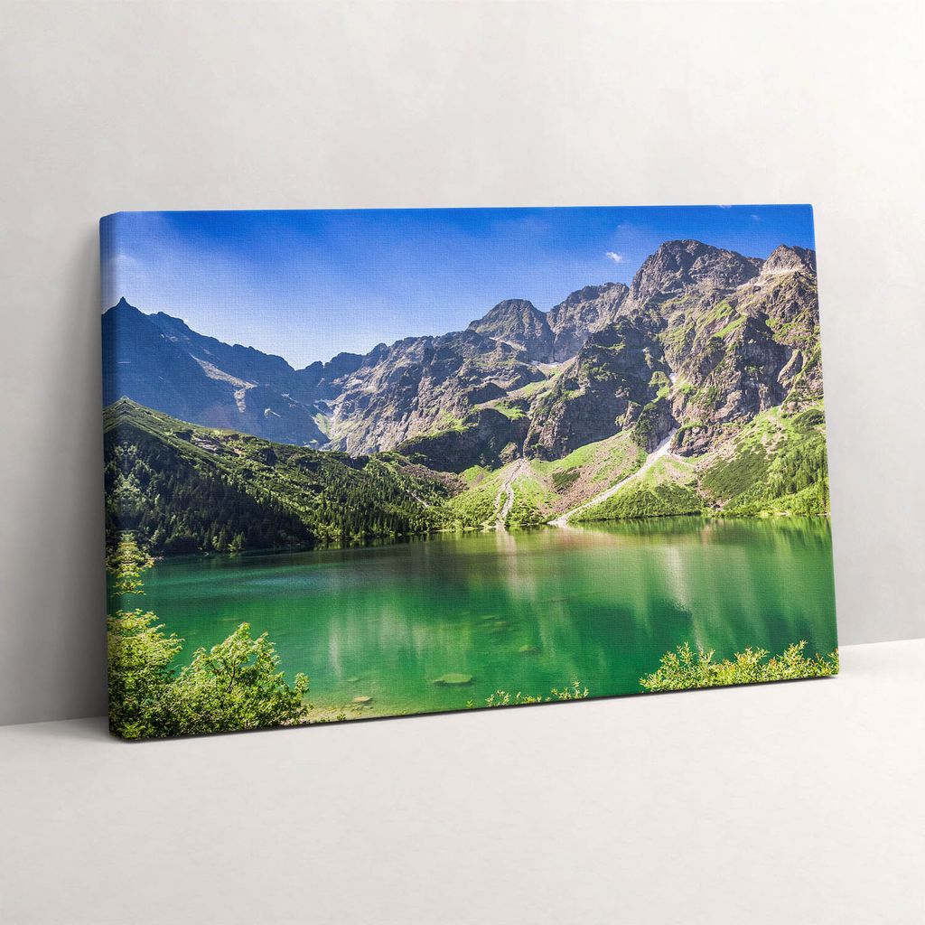See, Berge, Wald und Natur – Leinwandbild Wandbild – 30x20 cm – Leinwandbilder – Wandbilder – Schlafzimmer – Flur