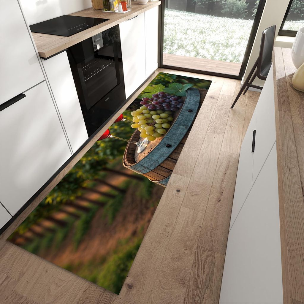 Küchenteppich 80x280cm rutschfest & abwischbar PVC Läufer - Weinlandschaft