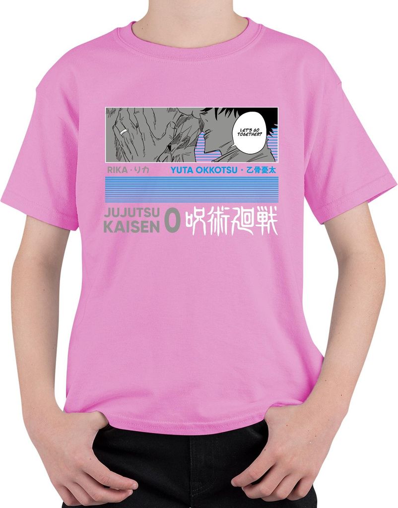 Jujutsu Kaisen Yuta Okkotsu Rika Anime Manga Geschenk Vintage Uni Kinder T-Shirt, Pink, 152