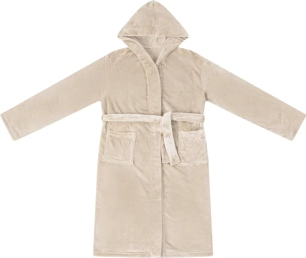 Accappatoio vidaXL Beige M in Flanella con Cappuccio - Comfort Invernale