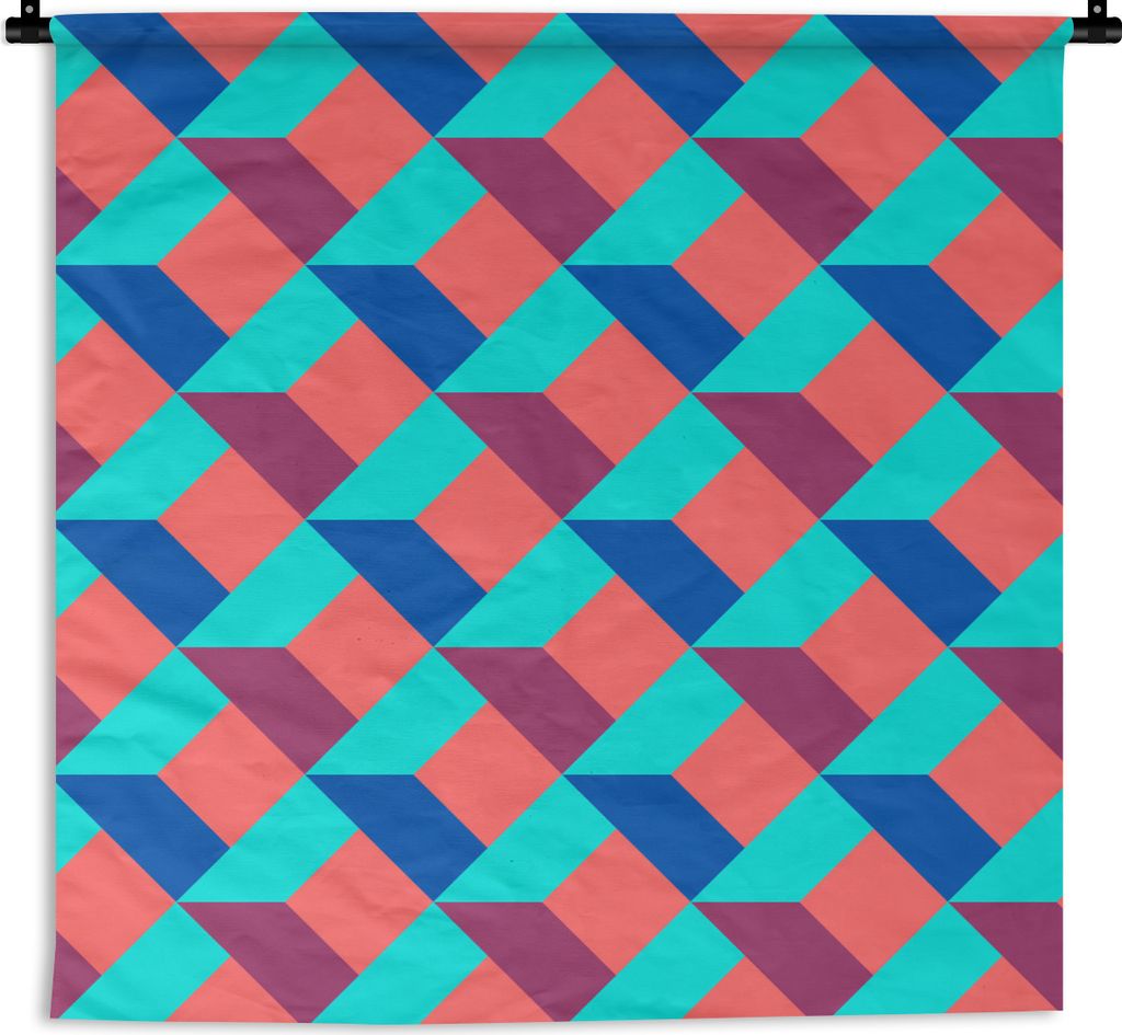 MuchoWow Wandteppich Wandbehang Blöcke - Muster - 3D 90x90 cm Tapisserie Dekoration Wandtuch - Wandaufhänger