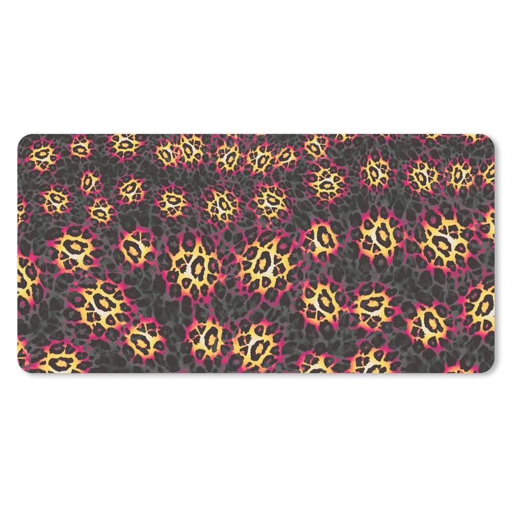 MuchoWow Mauspad Mousepad Pantherdruck - Muster - Lila - Gelb 60x30 cm - Mousepads - Maus Mat - Pad - Mausunterlage - Nachhaltig