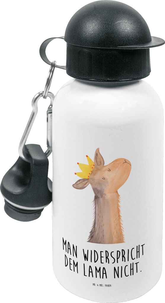 Mr. & Mrs. Panda Trinkflasche Lamakopf König - Weiß - Geschenk, Lamas, Mama, Lama, Kinderflasche, Freundin, Kinder, Sportflasche, Kita, Abitur, W...