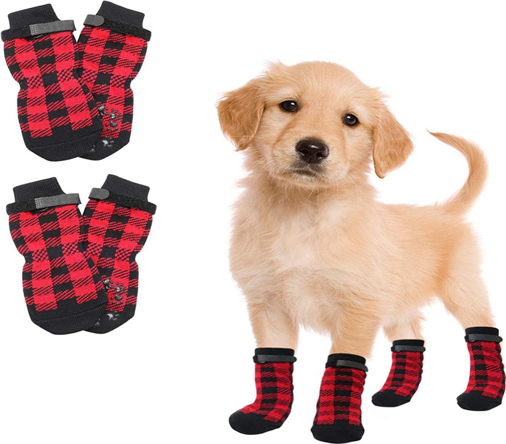 2 Paar rutschfeste Hundesocken für den Innenbereich – weicher, verstellbarer Pfotenschutz für alte Hunde mit Riemen für den Innenbereich auf H...