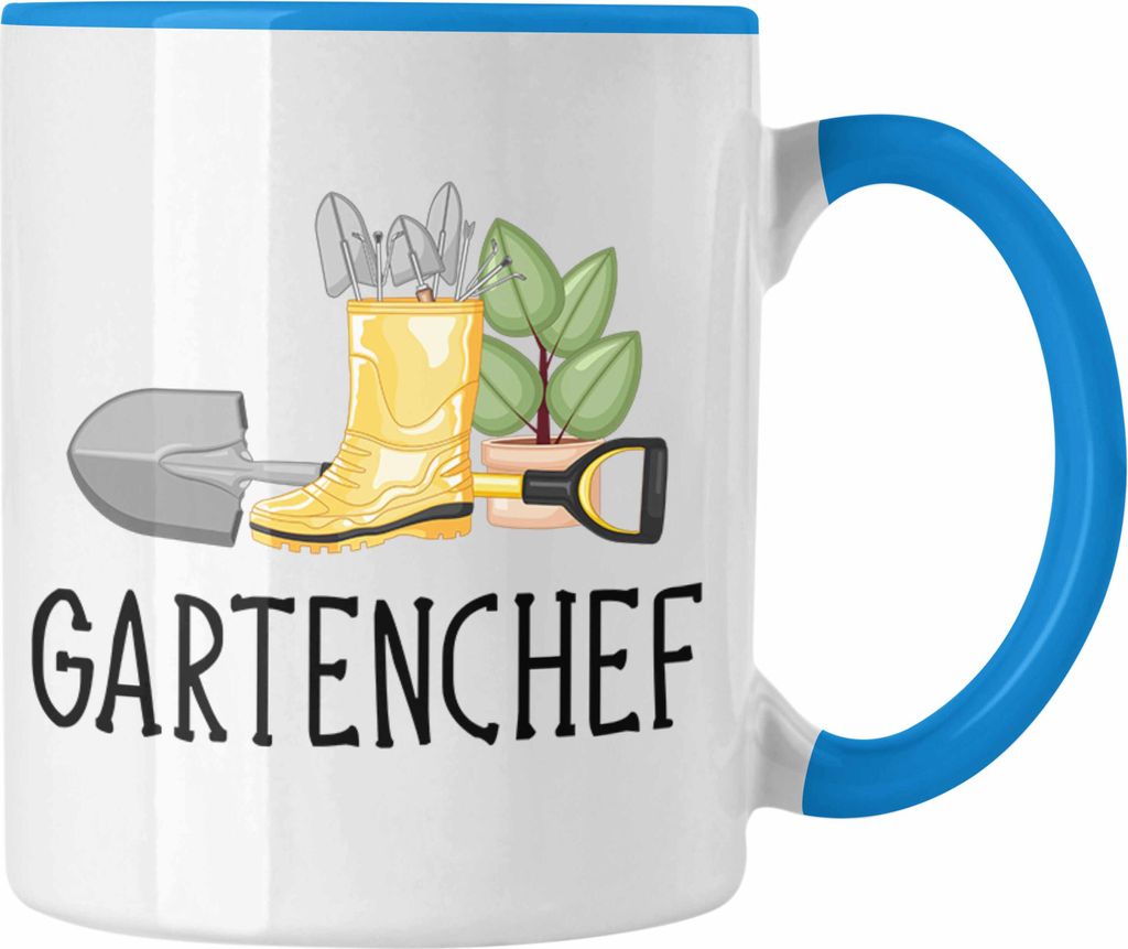 Trendation - Gartenchef Tasse Geschenk Gärtner Gartenarbeit Hobby Garten Kaffeetasse Hobbygärtner Lustig (Blau)
