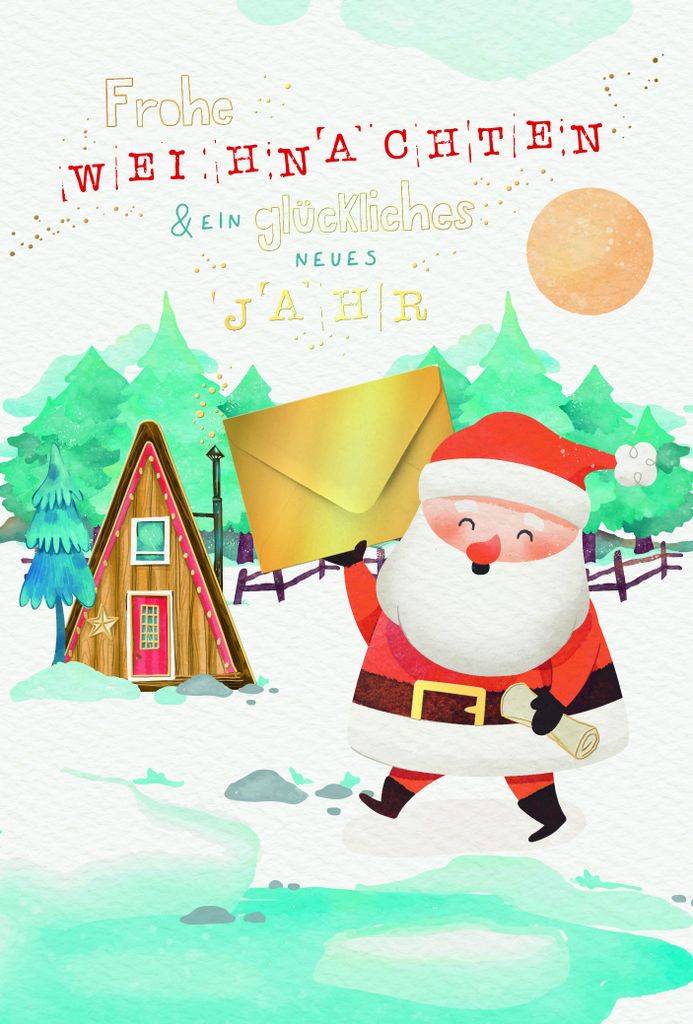 Weihnachten Grußkarte - Glückwunschkarte mit Umschlag
