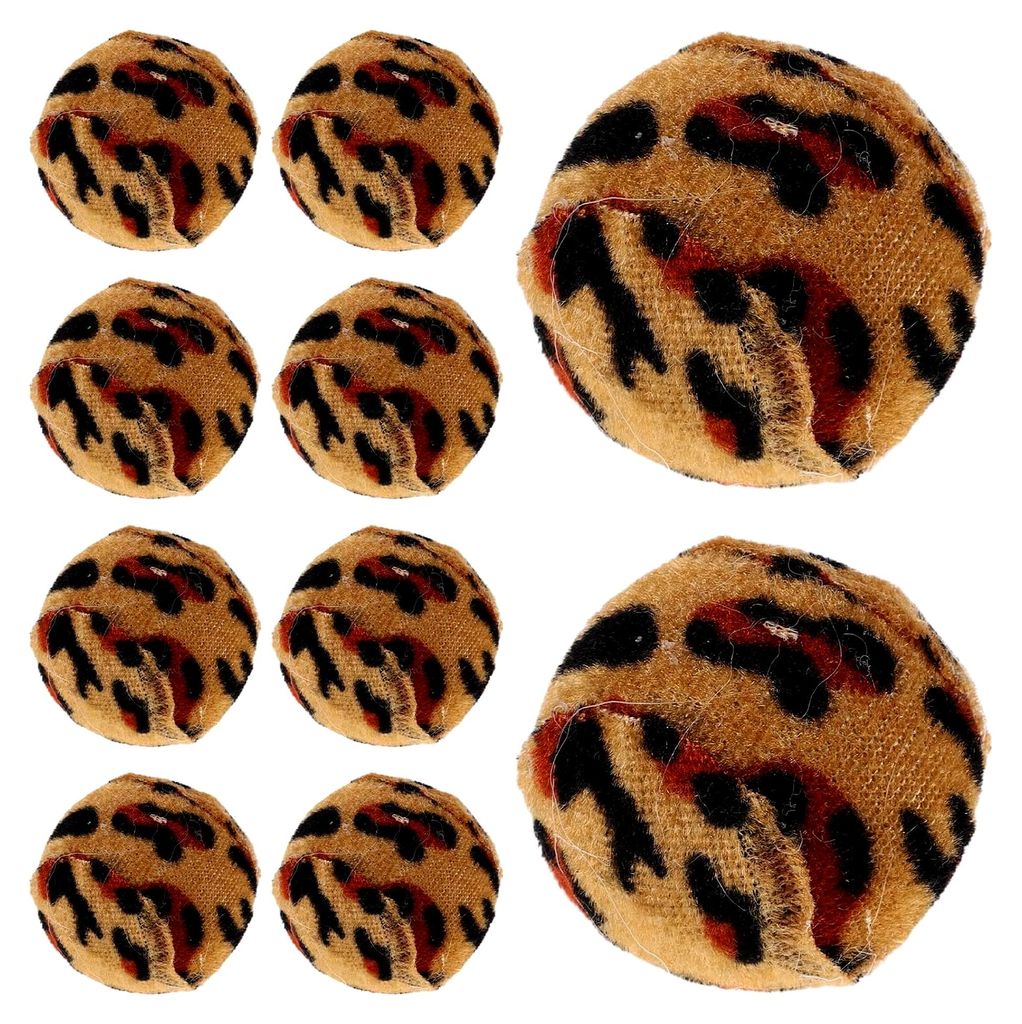 10 Katzenbälle mit Leopardenmuster - Interaktives Katzenspielzeug aus Strickstoff und Baumwolle für Wohnungskatzen und Kätzchen