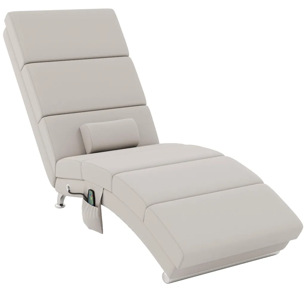 Fauteuil relax salon chauffant pour soulager le dos en tissu lin crème