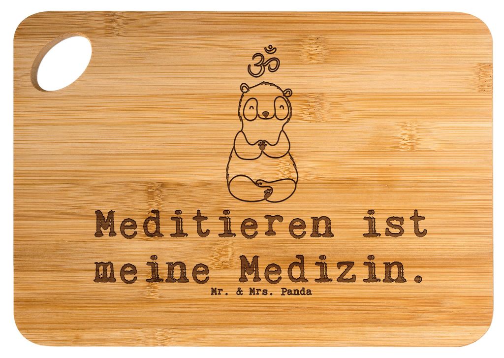 Mr. & Mrs. Panda Frühstücksbrett Panda Meditieren - Transparent - Geschenk, brotzeitbrettchen, Hackbrett, Meditation, Holzbrettchen, Meditationsk...