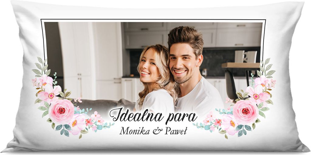 Personalisiertes FOTOGESCHENK, 80 x 40, mit Füllung, mit eigenem Foto & Text, Foto-Kissen Jahrestag Geburtstag Valentinstag, Motiv Perfektes Paar ...