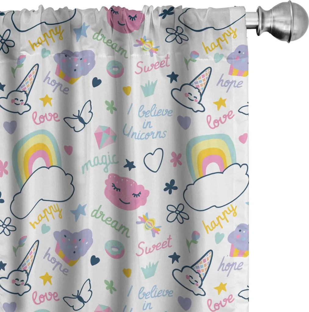 Tende Arredo Kids ABAKUHAUS Magia e Unicorni Set 2 Pannelli 75x175