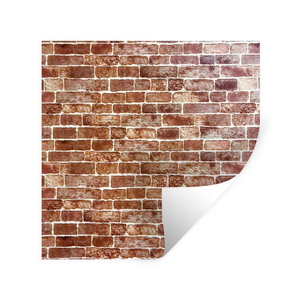 MuchoWow Wandtattoo Wandsticker Wandaufkleber Backstein - Braun - Weiß - Wand 100x100 cm Selbstklebend und Repositionierbar - Wierderverwendbar ...