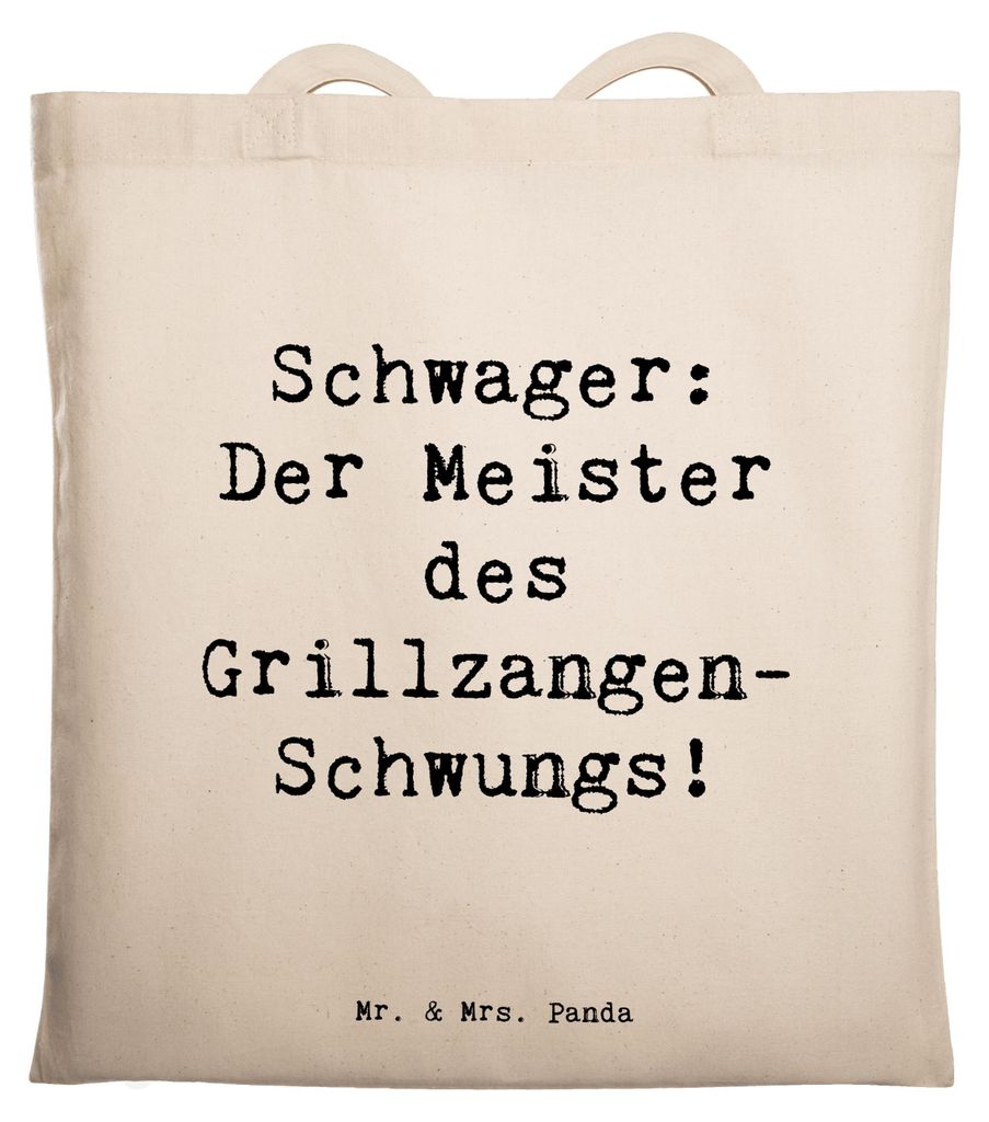 Mr. & Mrs. Panda Tote Bag Spruch Schwager Grillmeister - Transparent - Geschenk, Familienmitglieder, Laptoptasche, Familie, Schultasche, Humor, Wei...