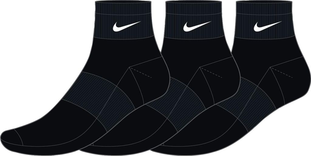 Nike EVERYDAY CUSH QTR 3Paar schwarz/weiß schwarz/weiß L Produktbild 
