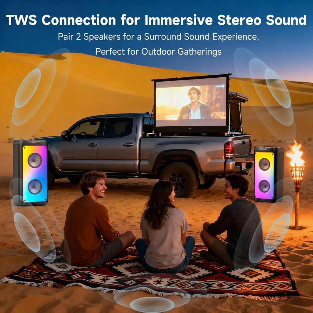 Machine karaoké Bluetooth 20W avec 2 micros sans fil et effets disco