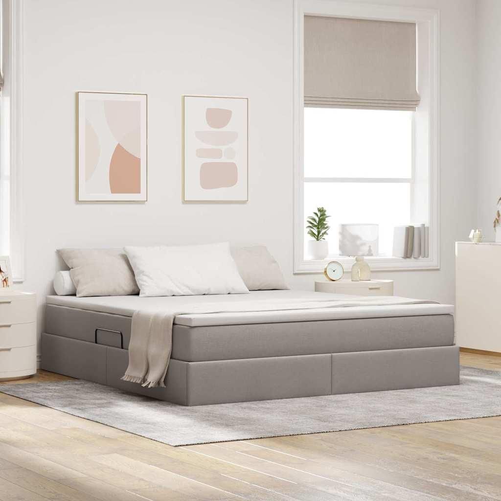 "Schlussverkauf" Aufbewahrungsbett - für 2 Personen - mit Matratze - Taupe 180x200 cm Polyester C133