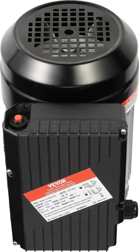 0,75 kW Elektromotor 2850 U/min AC 220240 V 5,15 A 1-phasig 19 mm Keilwelle
