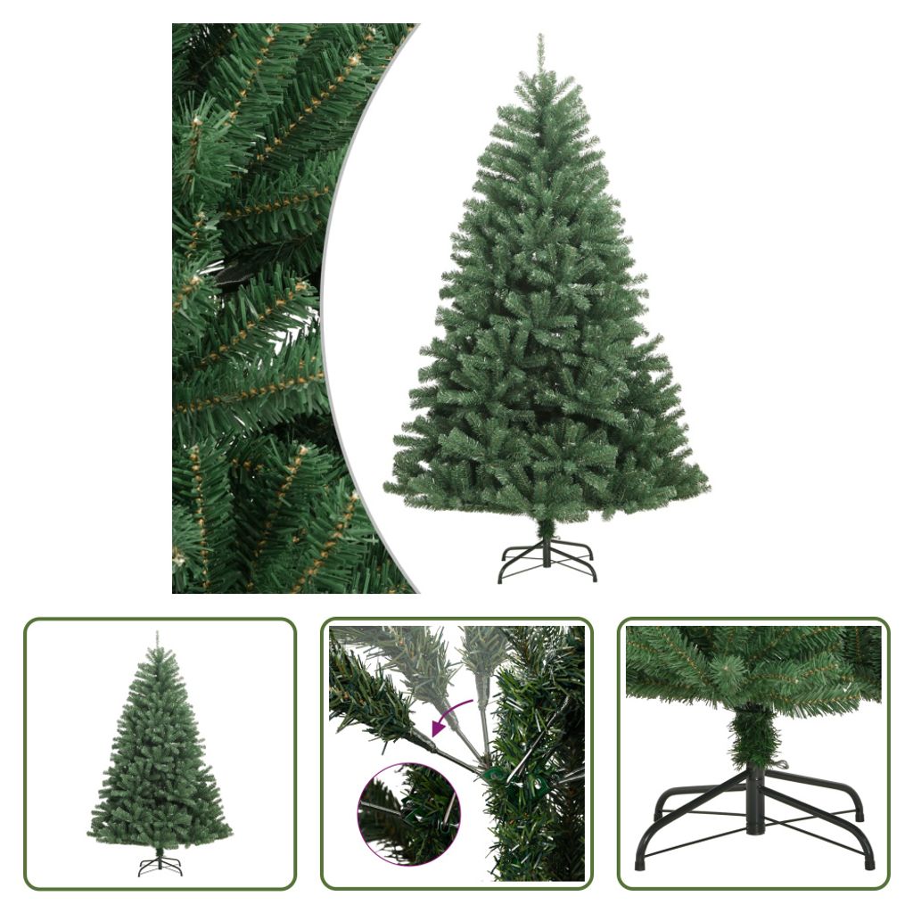 The Living Store Künstlicher Weihnachtsbaum Klappbar mit Ständer Grün 120 cm