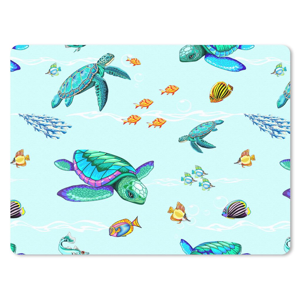MuchoWow Mauspad Mousepad Regenbogen - Schildkröte - Fisch - Wasser - Muster 23x19 cm - Mousepads - Maus Mat - Pad - Mausunterlage - Schreibtisc...