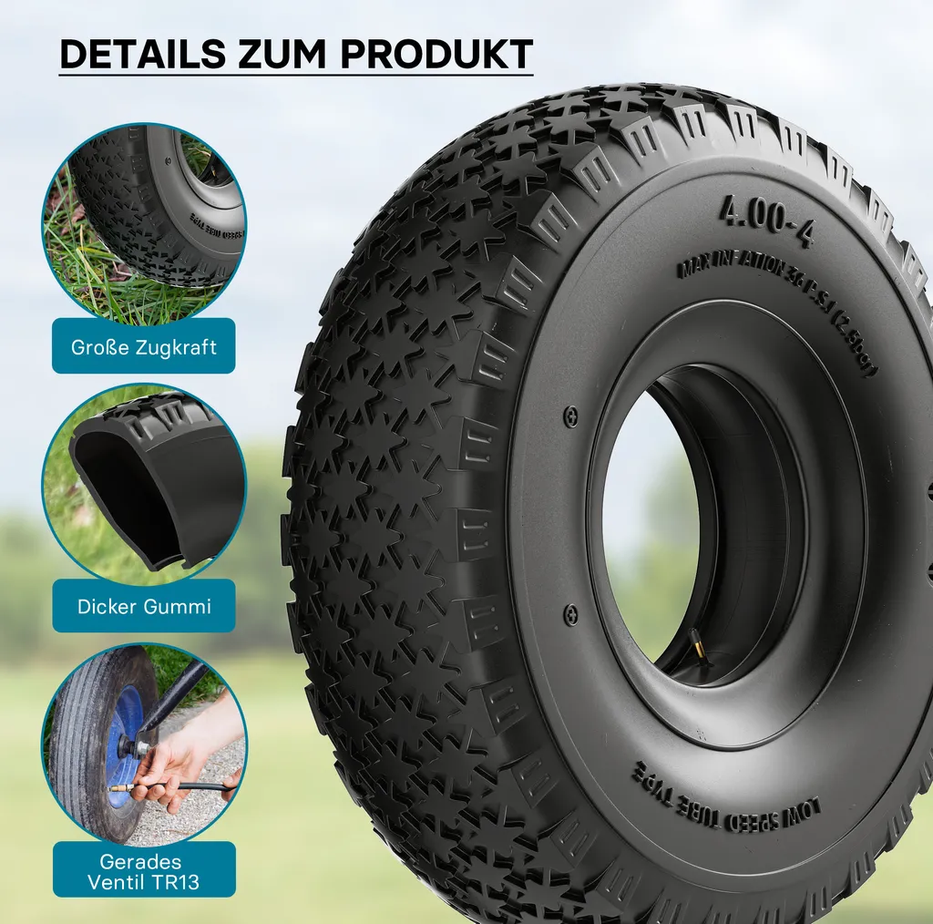 Offerta Pneumatico 11x4.00-4 Wiltec 4PR - Ruota Completa Tosaerba - 3