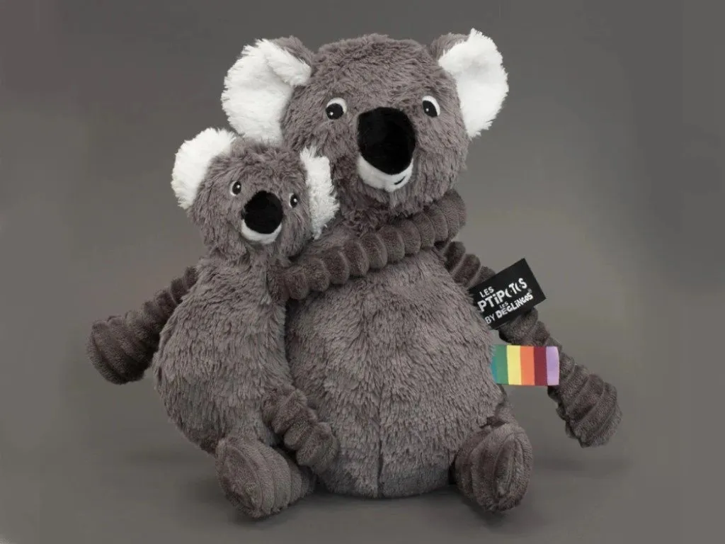 Peluche koala gris maman et petit - Textile hypoallergénique et lavable - 2