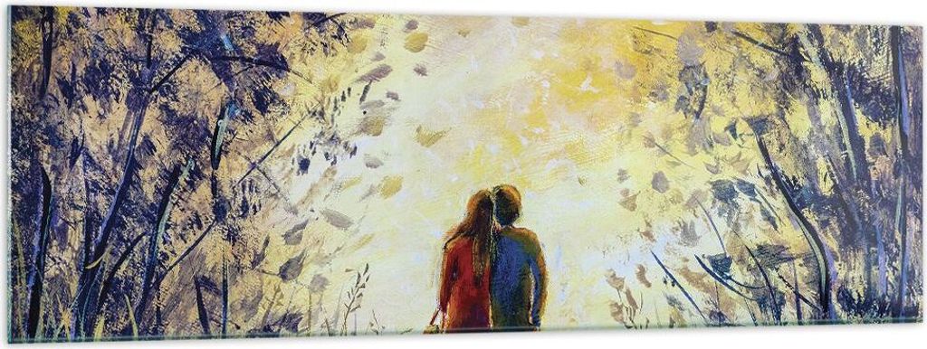 Bilder auf glas - Einteilig - Liebhaber auf Bank - 160x50cm - Glasbilder - Wandbilder - Bilder - zum Aufhängen bereit - Wanddekoration aus Glas - ...