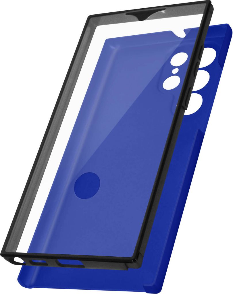 Schutzhülle für Samsung Galaxy S22 Ultra, Vorder- + Rückseite – Blau