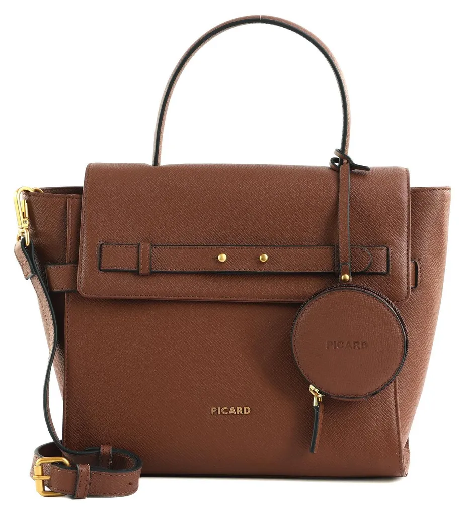Sac à Épaule Chic Way en Cuir Véritable Cognac avec Bandoulière Réglable