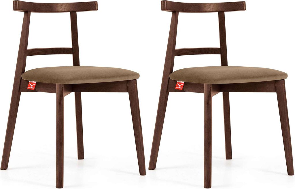KONSIMO Esstischstühle 2 St "LILIO", Beige, Buchenholz, Vintage, 47x76,5x45cm