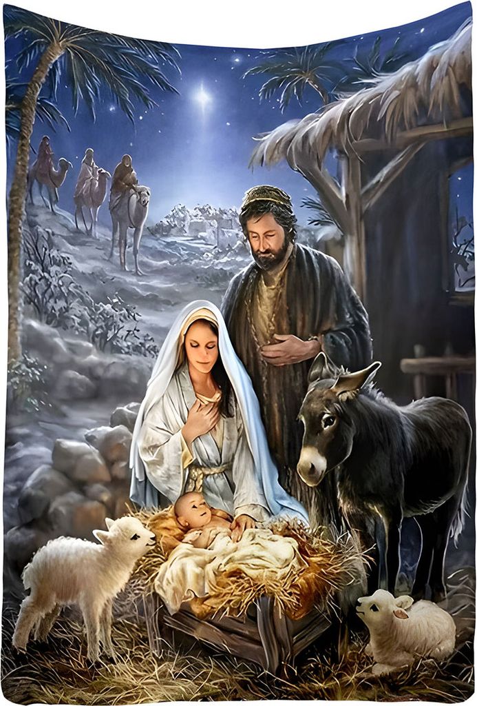 Mikroplüsch-Wärmdecke 150 x 200 cm – Geburt Jesu Christi