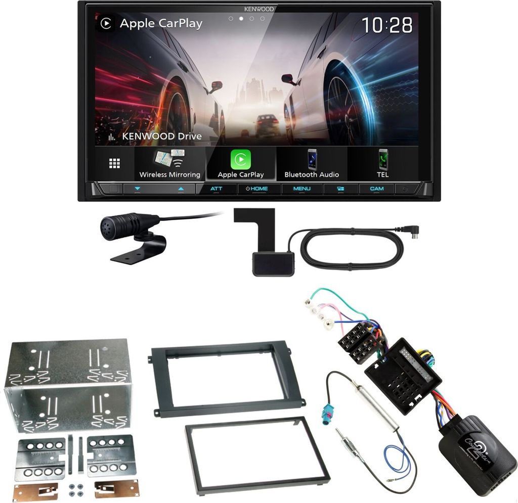 Kenwood DMX8021DABS Android Auto CarPlay Einbauset für Porsche Cayenne ab 2007