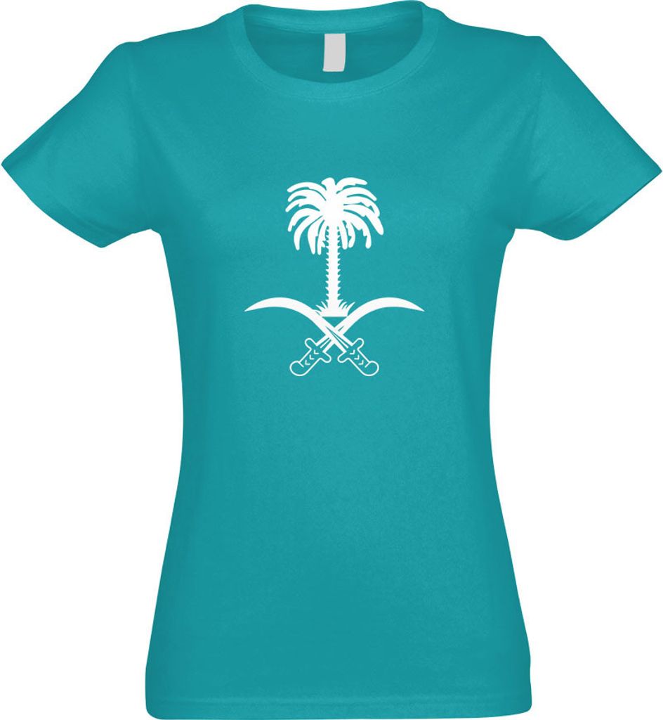 Kiwistar - T-Shirt tailliert - Damen - türkis - Saudi Arabien Wappen - mit Motiv Bedruckt - Funshirt Design - Sport - Freizeit - Damen - S