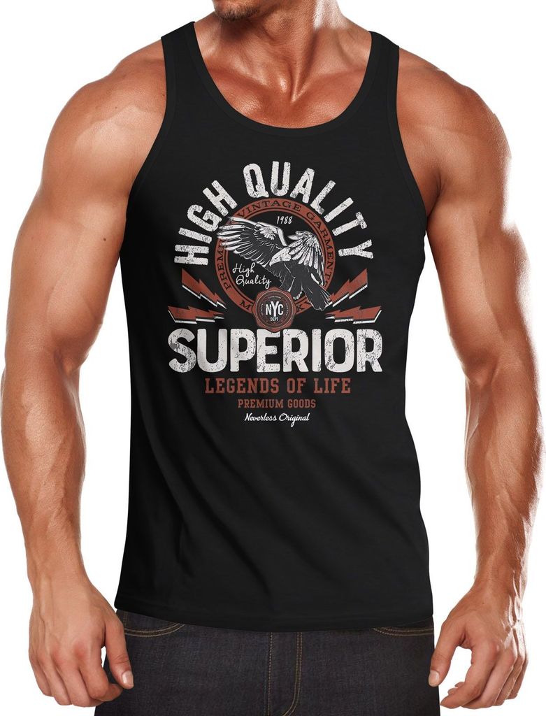 Herren Tank-Top Fashion vintage Print Superior Legends of Life Eagle Muskelshirt Muscle Shirt Neverless schwarz XL