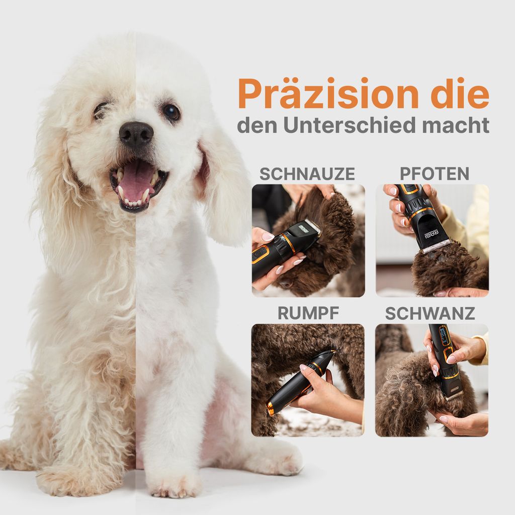 RAGI Hundeschermaschine - Leise & Wiederaufladbar Mit 5 Schnittlängen
