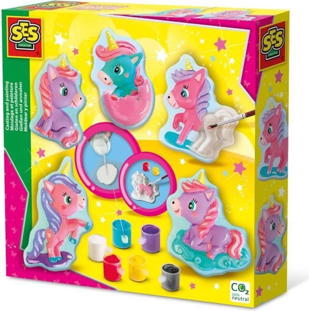 SES Creative Baby Einhorn Gipsfiguren Set, Modellieren und Bemalen, Hobby Pink, DIY Aktivität, 5+ Jahre