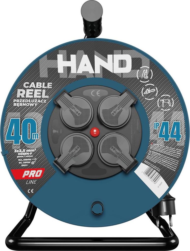 Kabeltrommel HAND PRO 40m 4x Steckdosen 230V IP44 H05RN-F Produktbild 