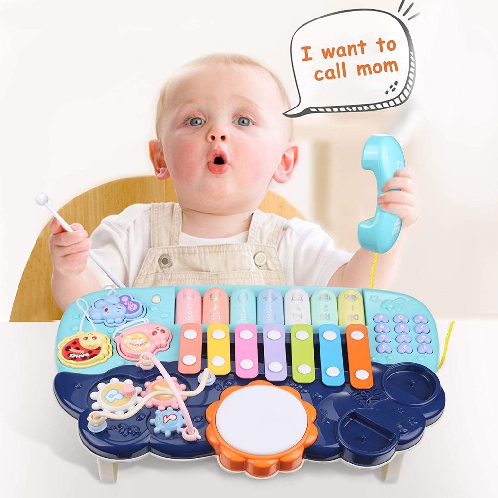 4-in-1 Klavierinstrument Musikspielzeug mit Licht Piano Musik Baby Spielzeug 