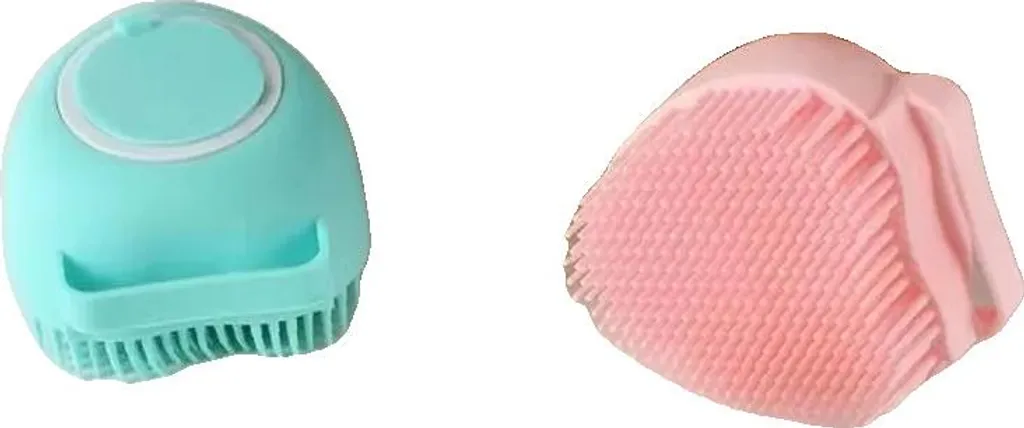 Brosse exfoliante silicone jaune forme cœur avec picots de massage