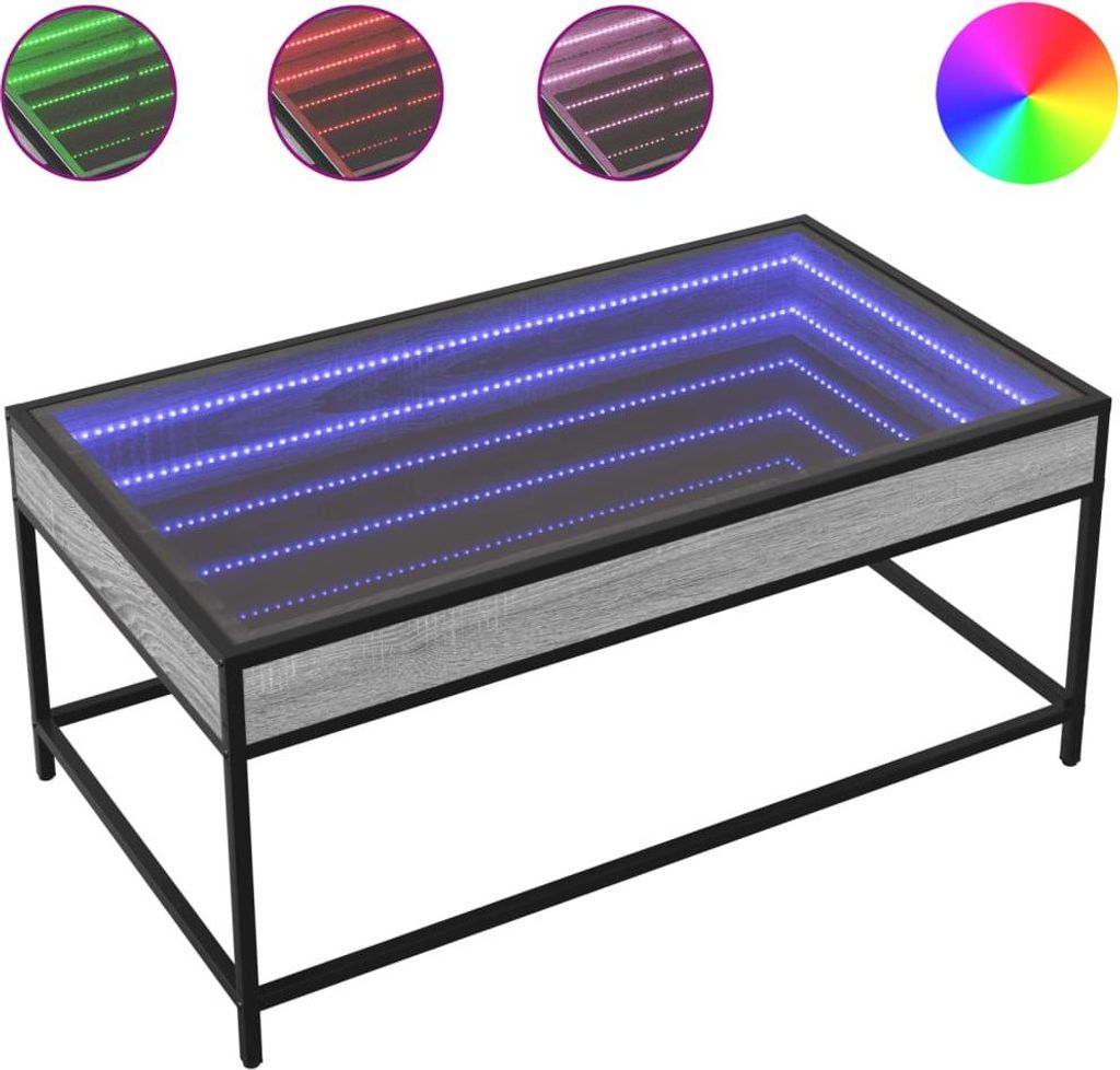 vidaXL Couchtisch mit Infinity-LED Grau Sonoma 90x50x41 cm