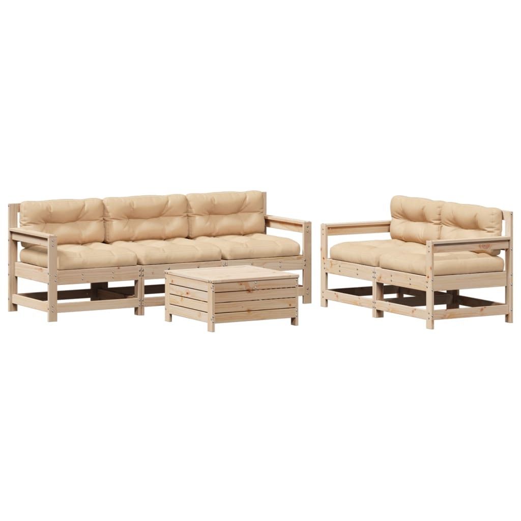 vidaXL 6-tlg. Garten-Lounge-Set mit Kissen Massivholz Kiefer