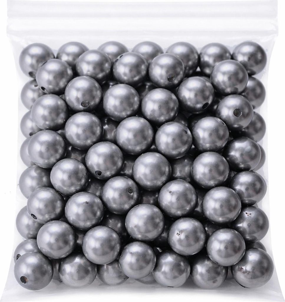 115 Kunstperlen 10mm Wachsoptik Dekoperlen Bastelperlen Kunststoff Perlen silber