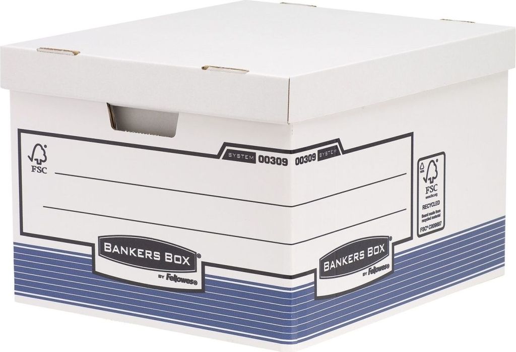 Archivbox groß BxHxT 38,7x29,4x44,5cm blau/weiß Packung mit 10 Stück