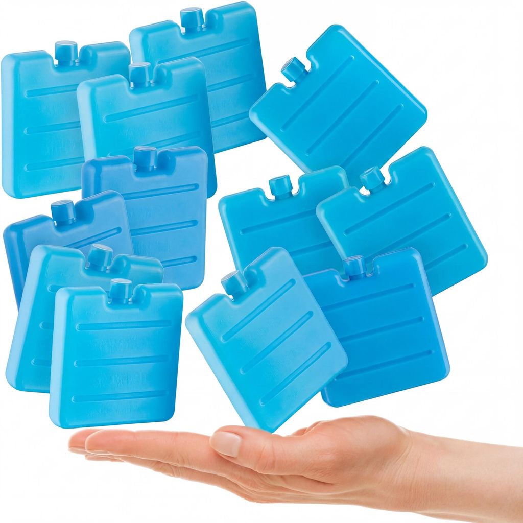 BigDean 12er Set Mini Kühlakkus - 7,5cm klein - perfekt für Kühltasche, Kühlbox, Brotdose, Lunchbox - Kühlpacks Kühlelemente - extra schmal, ...