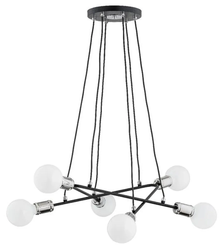 Suspension en métal noir VIVIA 6 lumières E27 luminaire grand format