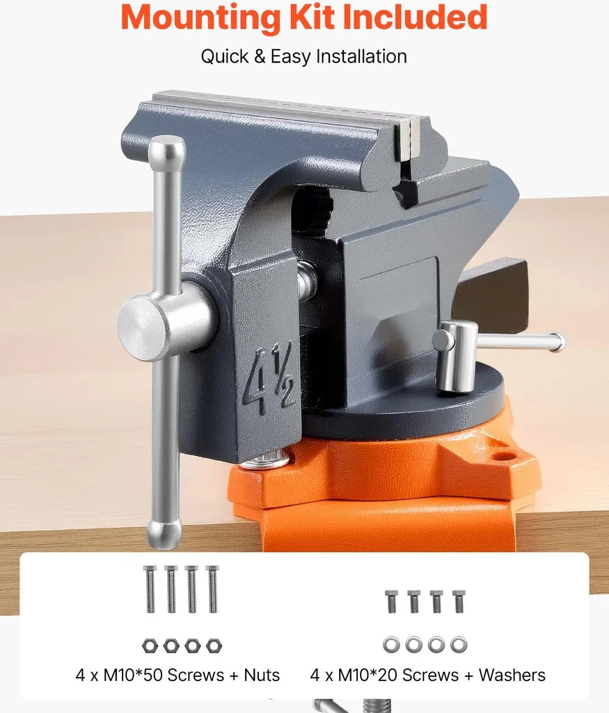Étau de serrage orientable en fonte 11,43 cm pour établi de garage