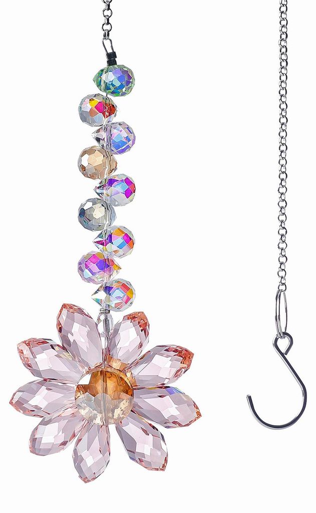 Glasblumen-Sonnenfänger, Hängedekoration für drinnen und draußen, Garten, Auto-Rückspiegel, Regenbogenmacher, florales Hängeornament